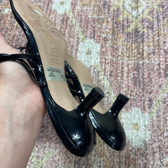 Schutz Lily Patent Leather Kitten Heel Ankle Wrap Sandals Size 9 - Picture 8 of 9